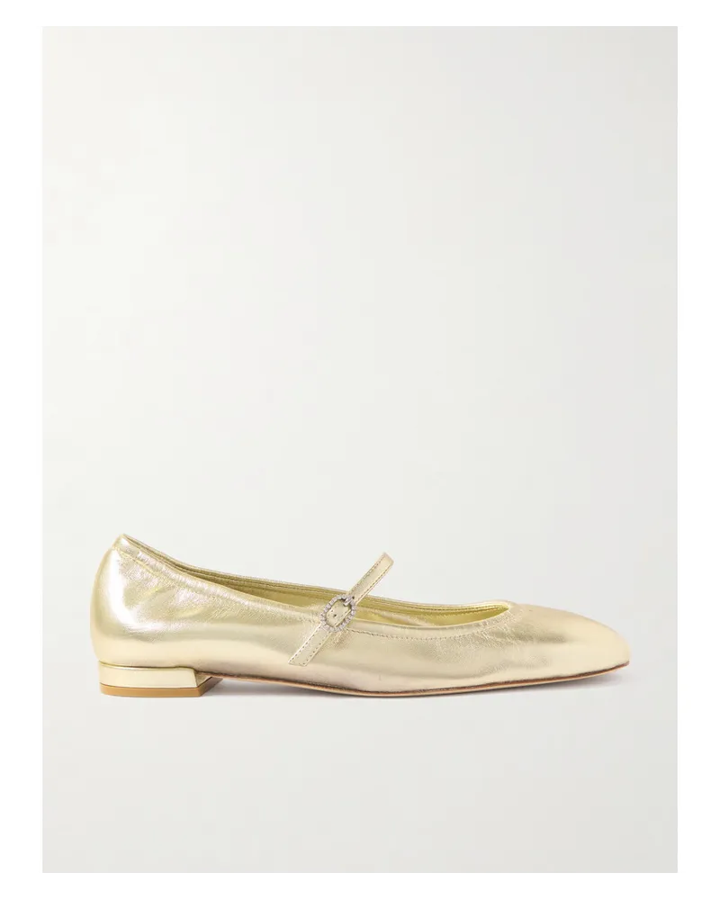 Stuart Weitzman Claris Mary-jane-ballerinas aus Metallic-leder Gold