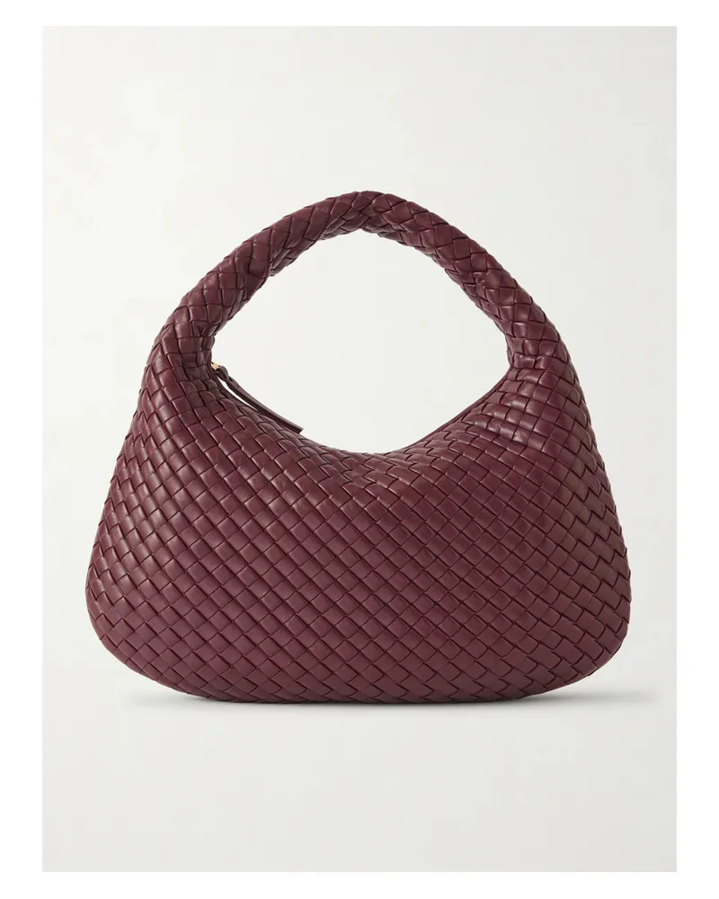 Bottega Veneta Veneta Medium Intrecciato Leather Shoulder Bag - Red Red