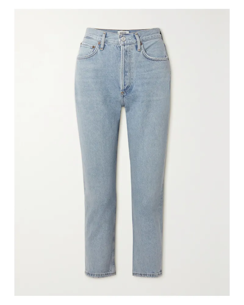 AGOLDE Riley Verkürzte, Hoch Sitzende Jeans Mit Geradem Bein Aus Bio-denim - Blau Blau