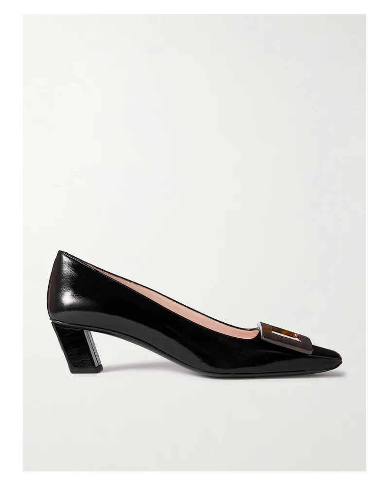 Roger Vivier Decolleté Belle Vivier Pumps aus Lackleder in Knitteroptik Schwarz