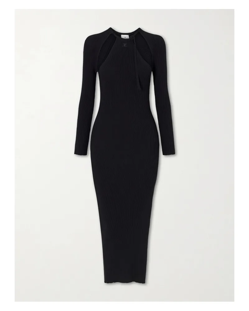 Courrèges Cutout Ribbed-knit Maxi Dress - Black Black