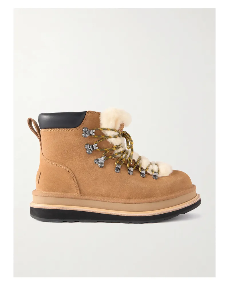 UGG Sacai Schnürstiefel Aus Shearling Mit Lederbesatz - Braun Braun