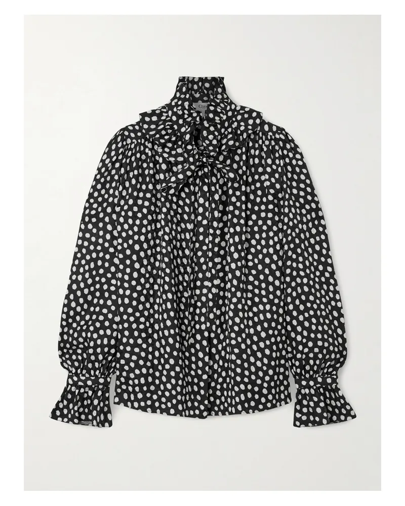 Chloé Tie-detailed Polka-dot Silk-jacquard Blouse - Black Black