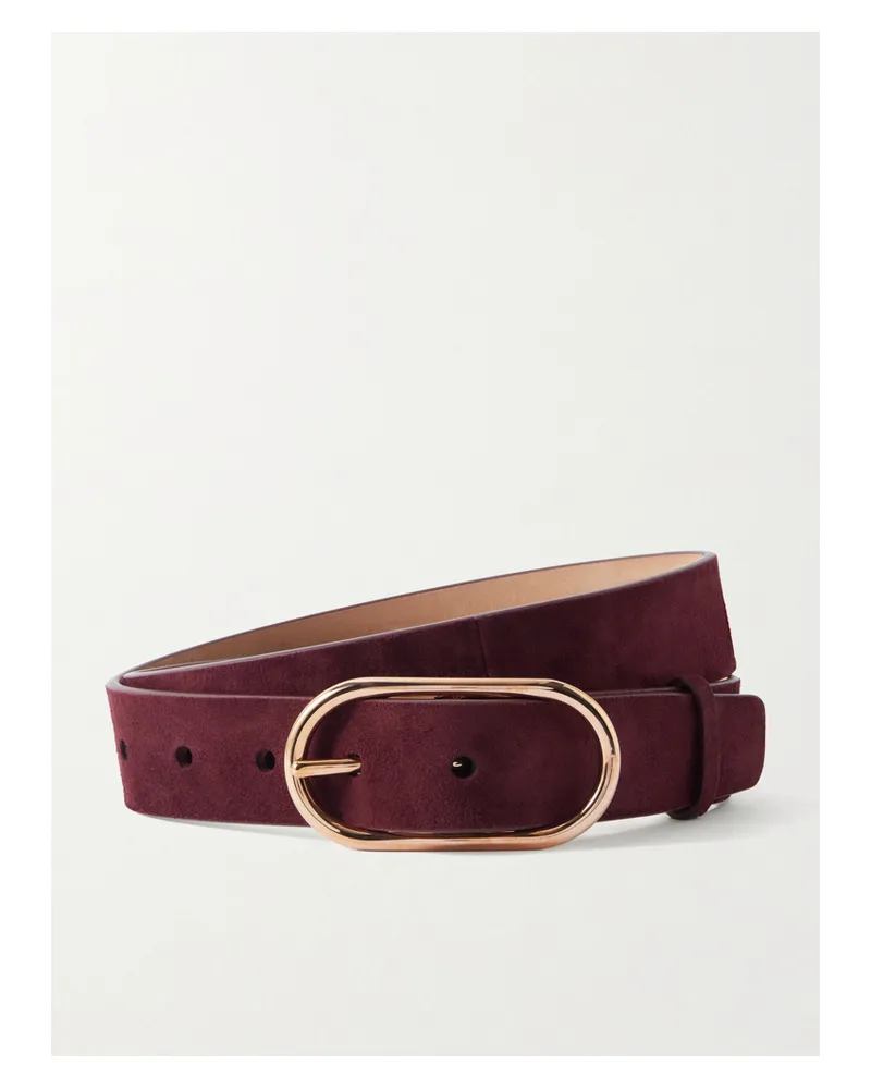 Gabriela Hearst Link Suede Belt - Burgundy Burgundy