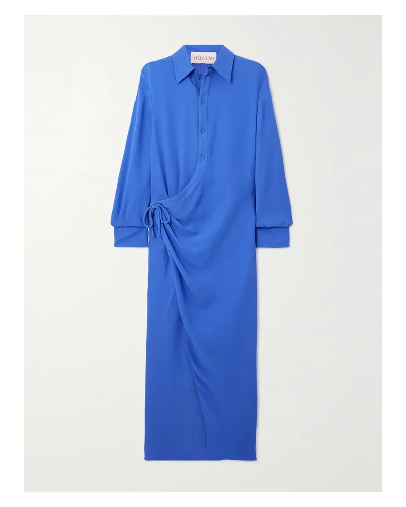 Valentino Garavani Midi-wickelkleid Aus Glänzendem Crêpe - Blau Blau