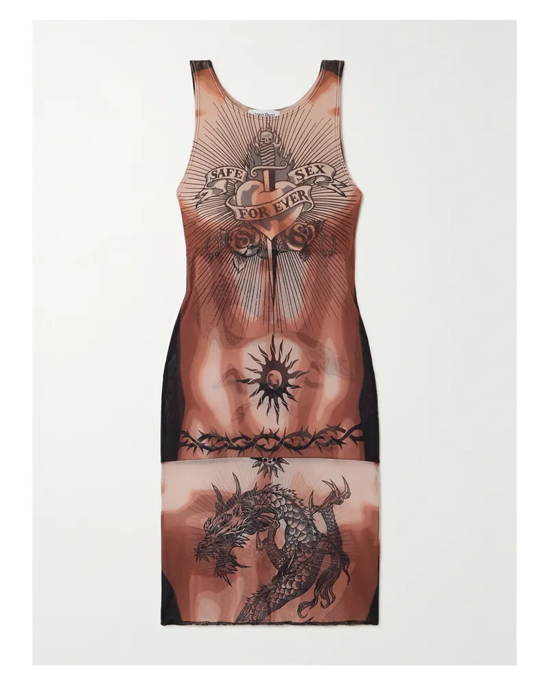 Jean Paul Gaultier Minikleid Aus Bedrucktem Tüll - Neutral Neutral