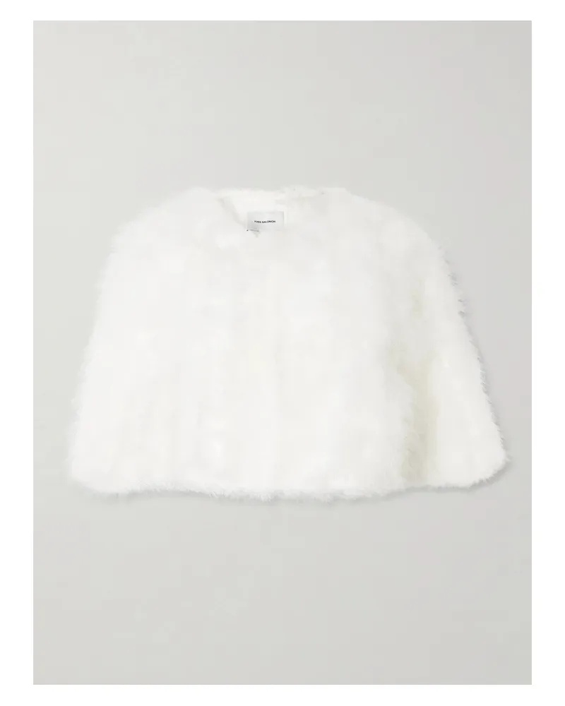 Yves Salomon Cropped Feather Jacket - White White