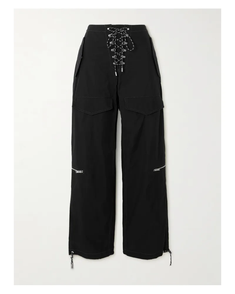 Dion Lee Hose Mit Weitem Bein Aus Twill Aus Einer Biobaumwollmischung Mit Schnürung - Schwarz Schwarz