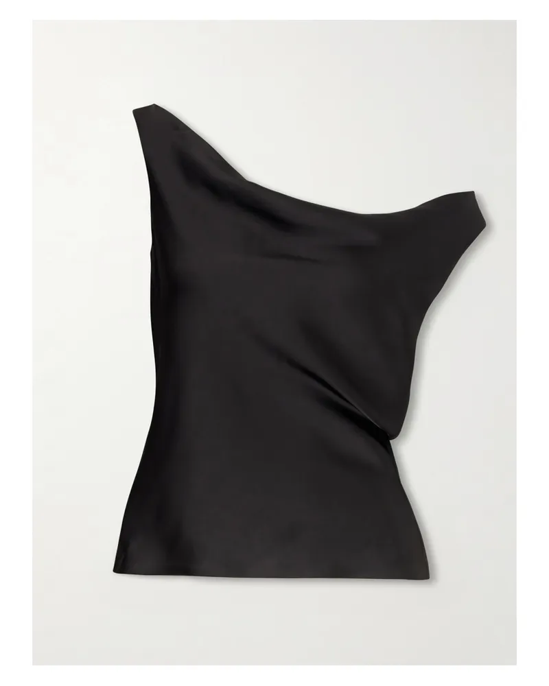 Norma Kamali Maria Satin One-shoulder Top - Black Black