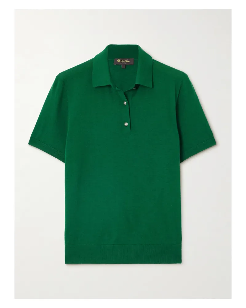 Loro Piana Sottile Wool, Silk And Cashmere-blend Polo Shirt - Green Green