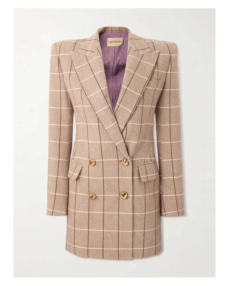 Valentino Garavani Doppelreihiger Blazer Aus Karierter Wolle - Braun Braun