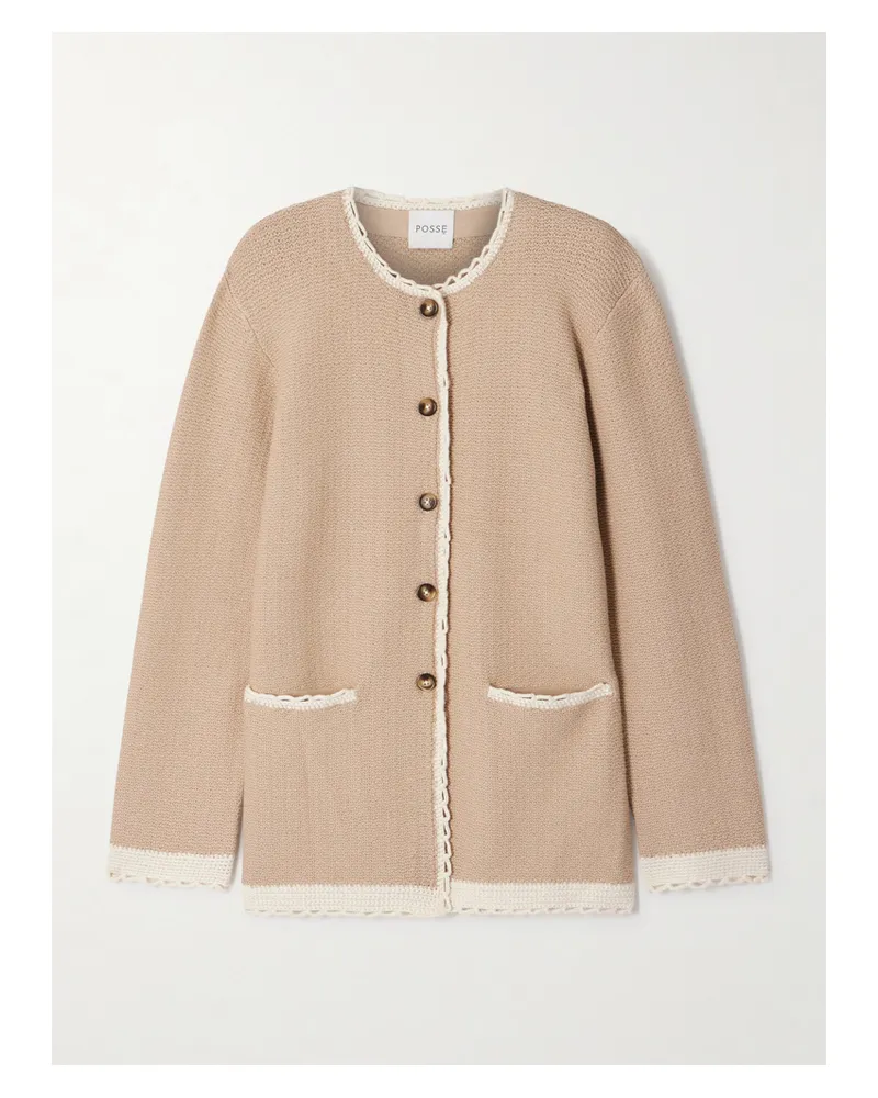 Posse Willow Crochet-trimmed Knitted Cardigan - Brown Brown