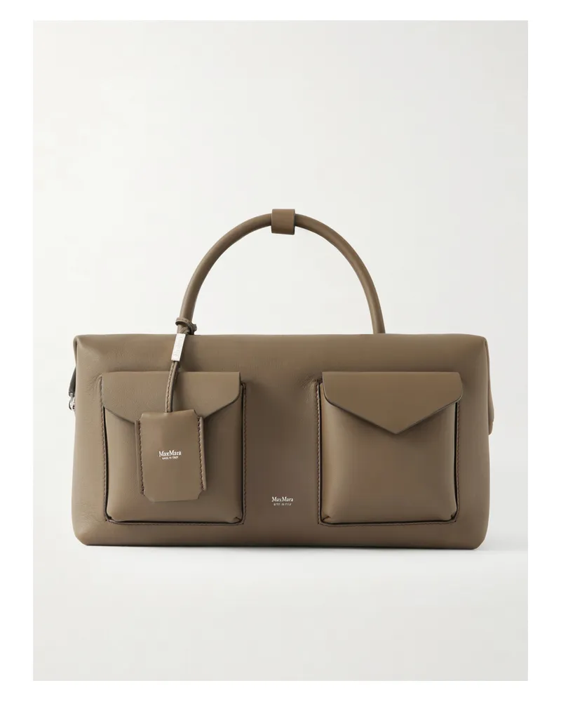 Max Mara Textured-leather Tote - Brown Brown
