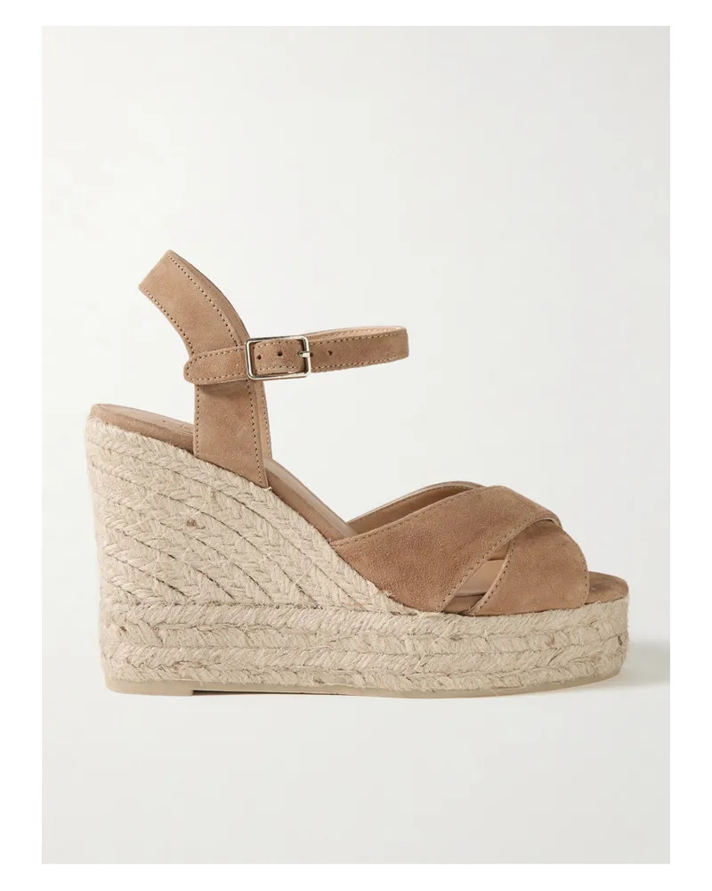 Castañer Blaudell 80 Espadrille-wedges aus Veloursleder Braun