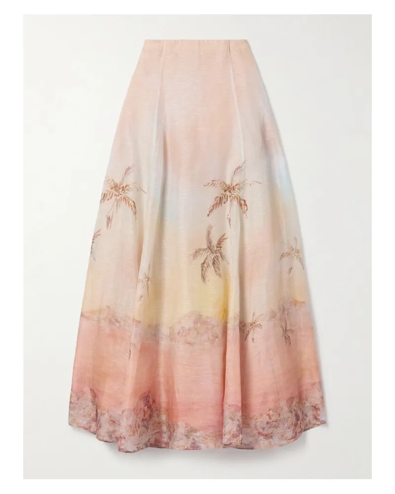 Zimmermann Illuminate Maxirock Aus Einer Leinen-seidenmischung - Pink Pink