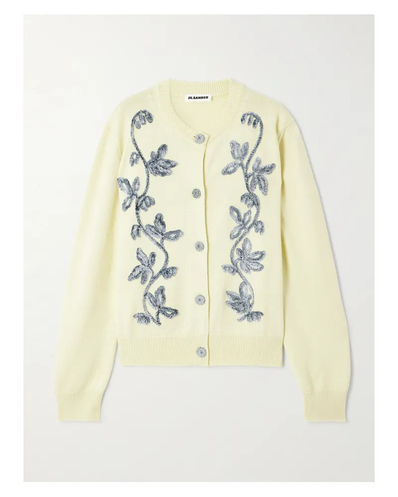 Jil Sander Oversized-cardigan Aus Wolle Mit Stickereien - Gelb Gelb