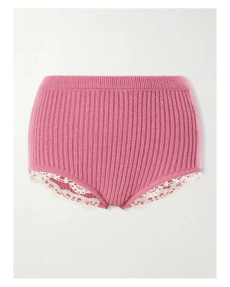 Magda Butrym Shorts Aus Kaschmir Mit Besätzen Aus Häkelmaterial - Pink Pink
