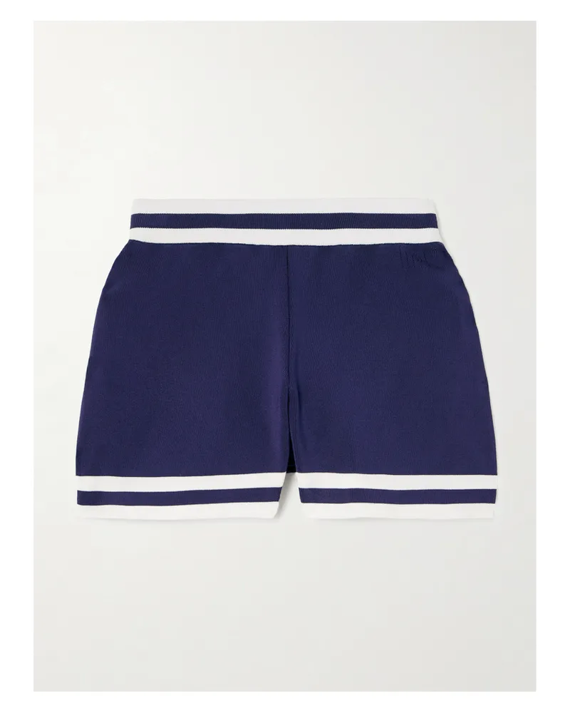Paco Rabanne Shorts Aus Rippstrick Mit Streifen Und Intarsienmotiv - Blau Blau