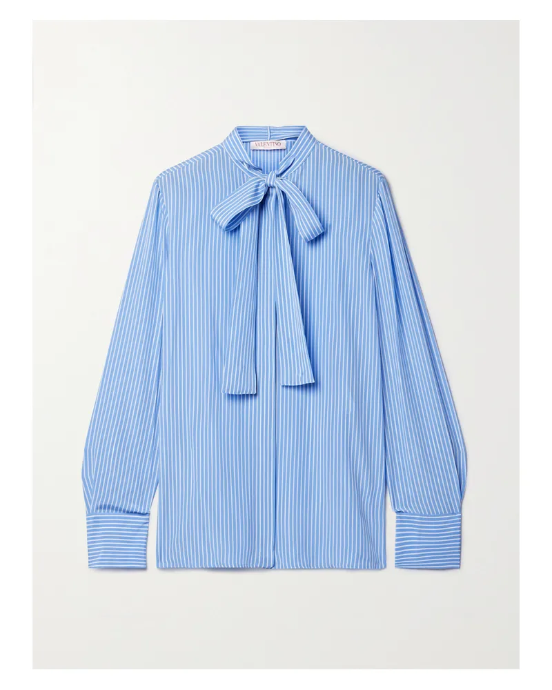 Valentino Garavani Gestreiftes Hemd Aus Seide Mit Schluppe - Blau Blau