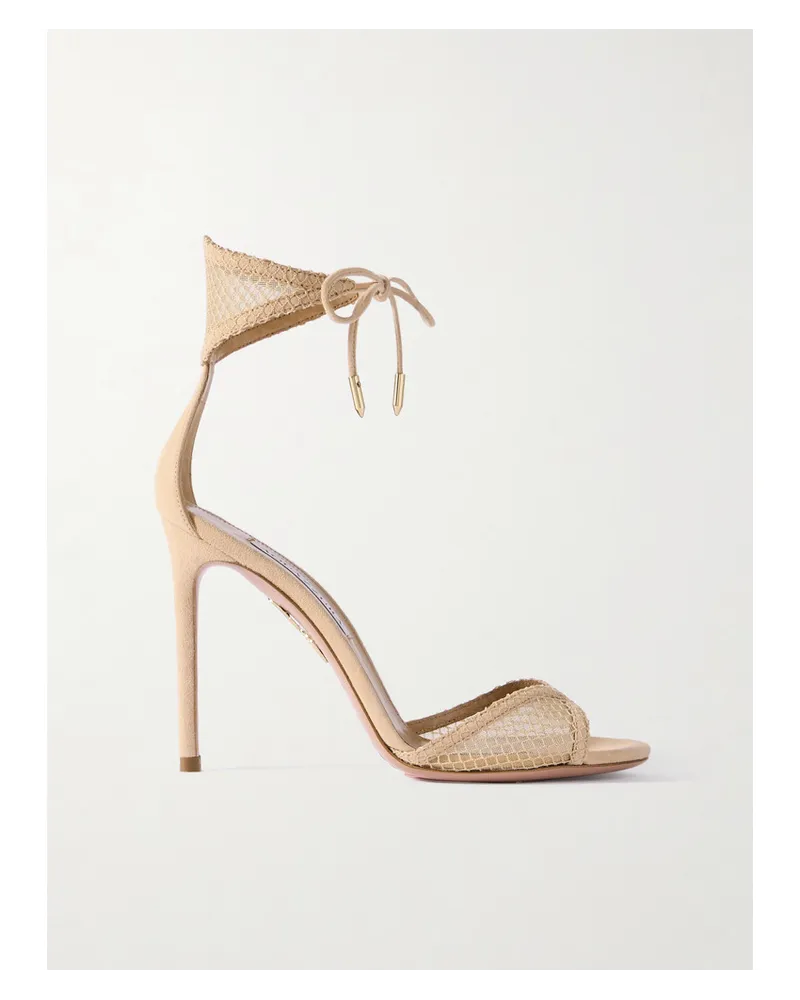 Aquazzura Wicked 105 Sandalen aus Veloursleder und Mesh Pink