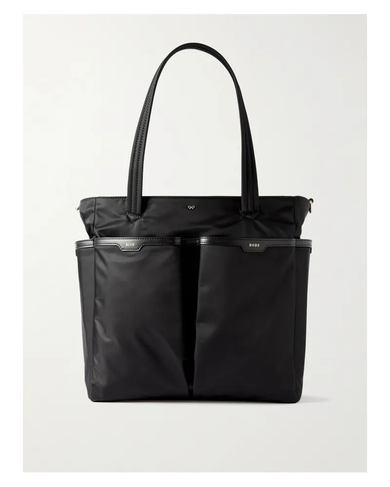 Anya Hindmarch Baby Leather-trimmed Econyl® Tote - Black Black
