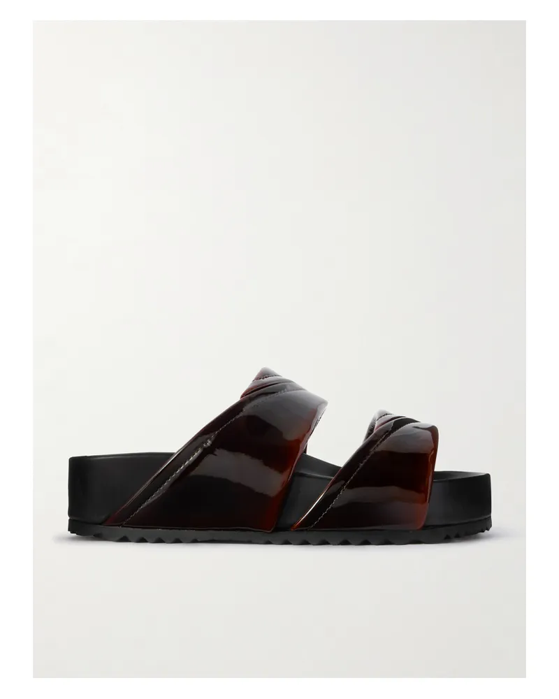 Dries van Noten Pantoletten Aus Lackleder Mit Plateau - Braun Braun
