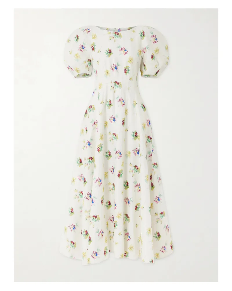 Gabriela Hearst Ranya Floral-print Linen-twill Dress - Ivory Ivory