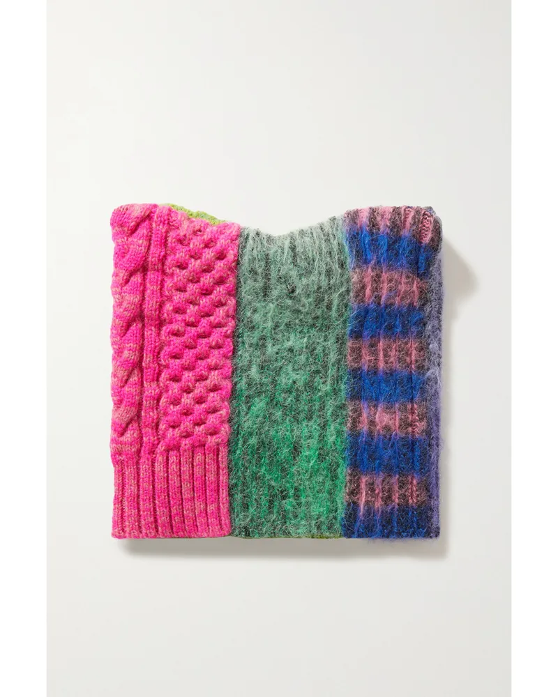 ARG Beanie Aus Einer Gebürsteten Wollmischung In Colour-block-optik - Pink Pink