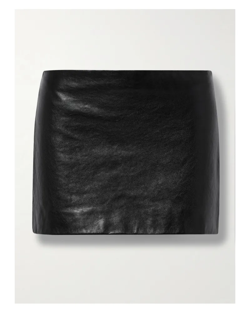 KHAITE Jett Leather Mini Skirt - Black Black