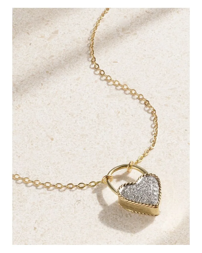 Yvonne Léon Cadenas Coeur Kette Aus 18 Karat Gold Mit Diamanten Gold