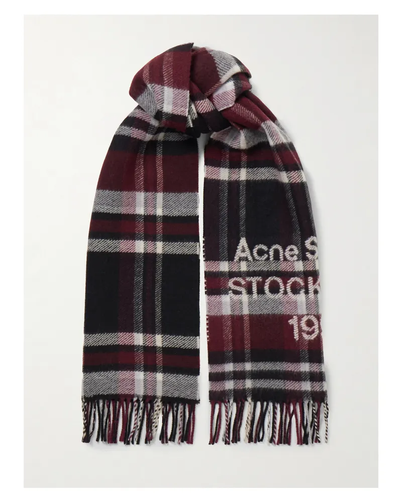 Acne Studios Schal Aus Einer Karierten Wollmischung Mit Fransen - Schwarz Schwarz