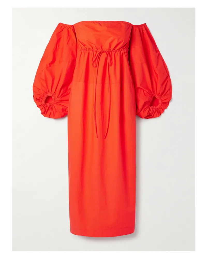Rosie Assoulin Schulterfreies Midikleid Aus Baumwollpopeline - Rot Rot