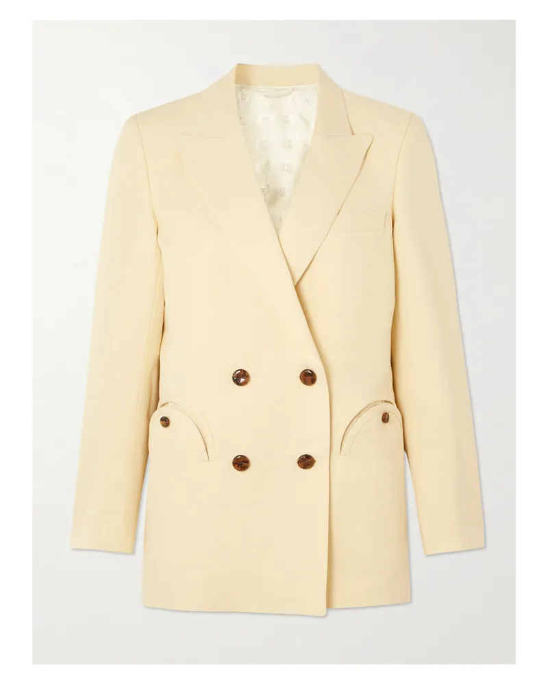 Blazé Milano Savannah Everyday Doppelreihiger Blazer Aus Einer Leinen-seidenmischung - Gelb Gelb
