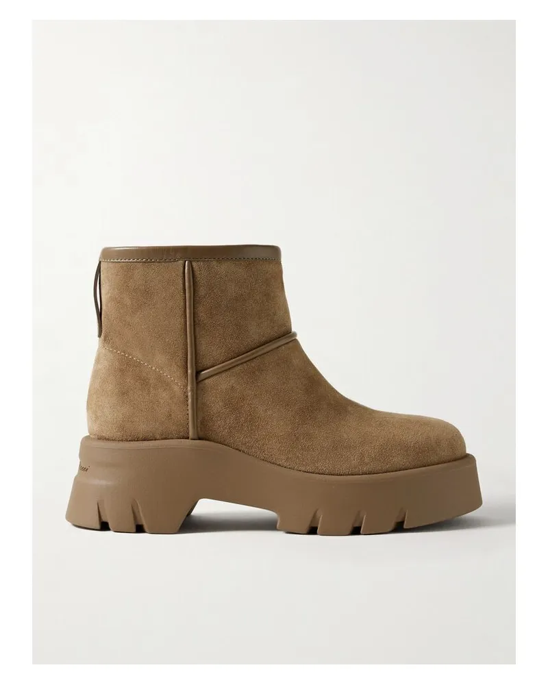 Gianvito Rossi Stormy 50 Ankle Boots Aus Veloursleder Mit Lederbesätzen Und Shearling-futter - Braun Braun