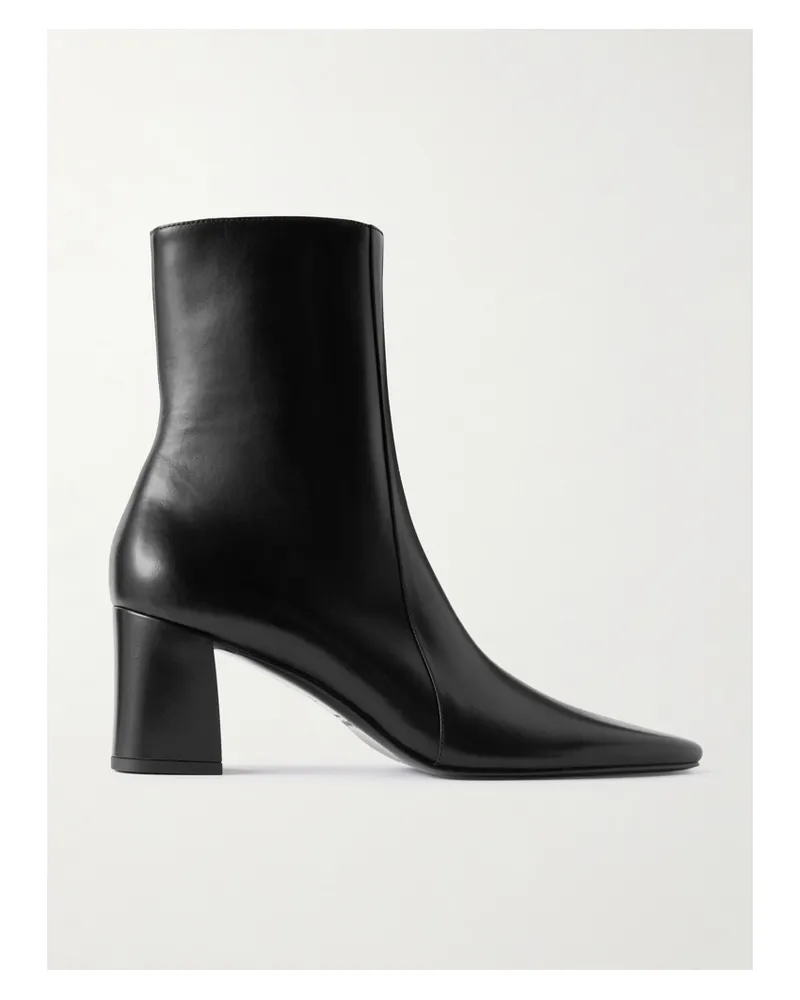 Saint Laurent Rainer Leather Ankle Boots - Black Black