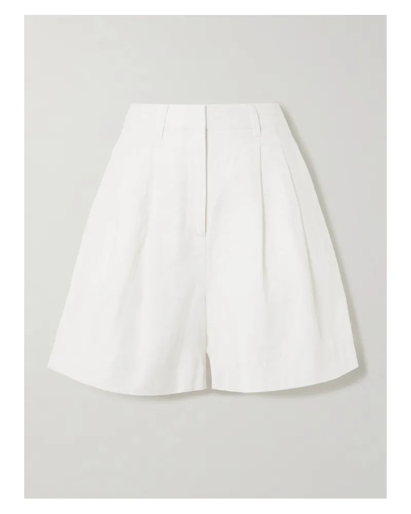 Posse Marchello Pleated Linen Shorts - Neutrals Neutrals