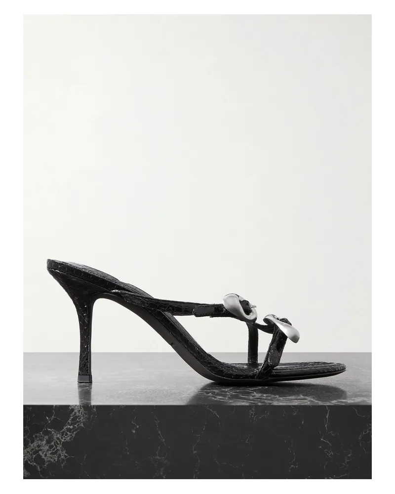 Alexander Wang Dome Mules Aus Leder Mit Schlangeneffekt - Schwarz Schwarz