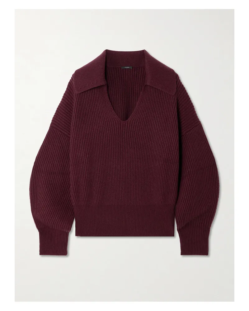 Joseph Pullover Aus Einer Gerippten Mischung Aus Wolle, Kaschmir Und Seide - Burgunder Burgunder