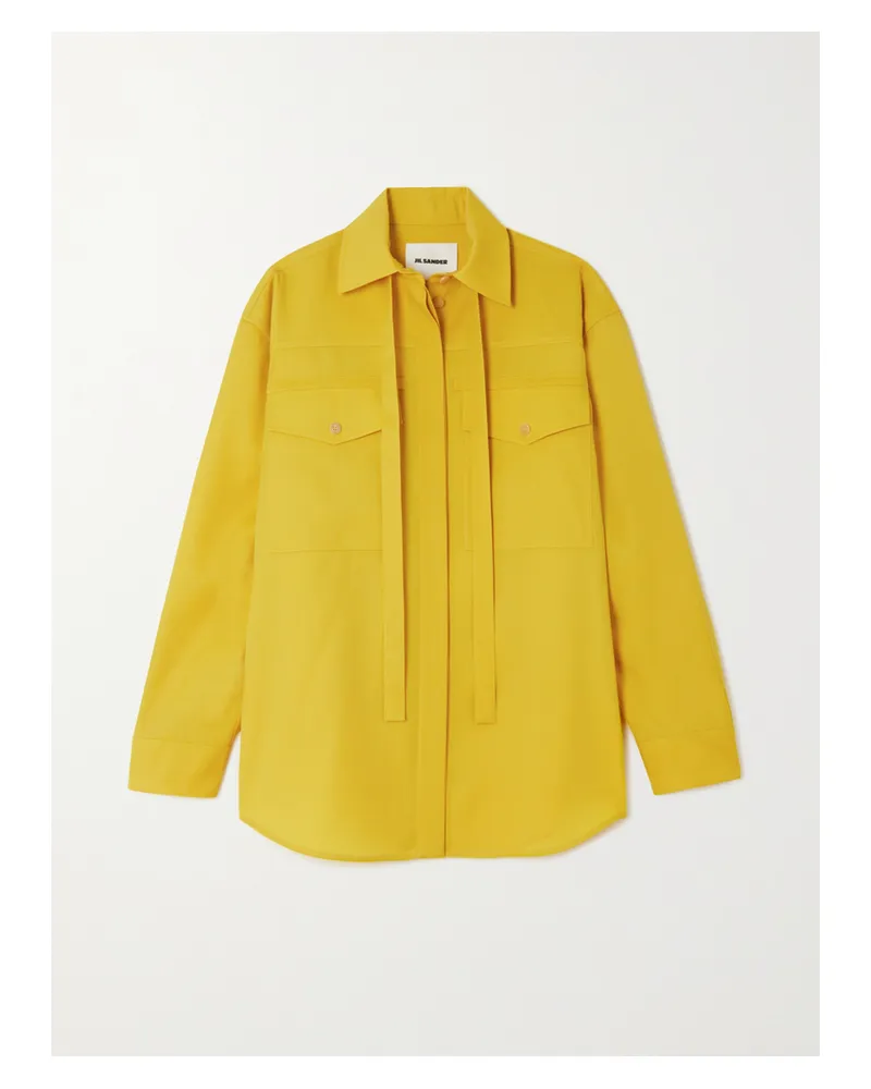 Jil Sander Oversized-hemd Aus Wollgabardine Mit Schleife - Gelb Gelb