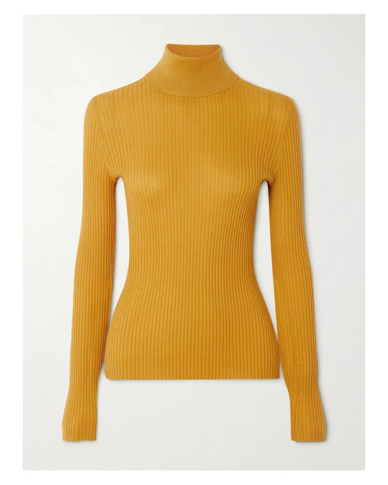 Gabriela Hearst Peppe Rollkragenpullover Aus Einer Gerippten Kaschmir-seidenmischung - Gelb Gelb