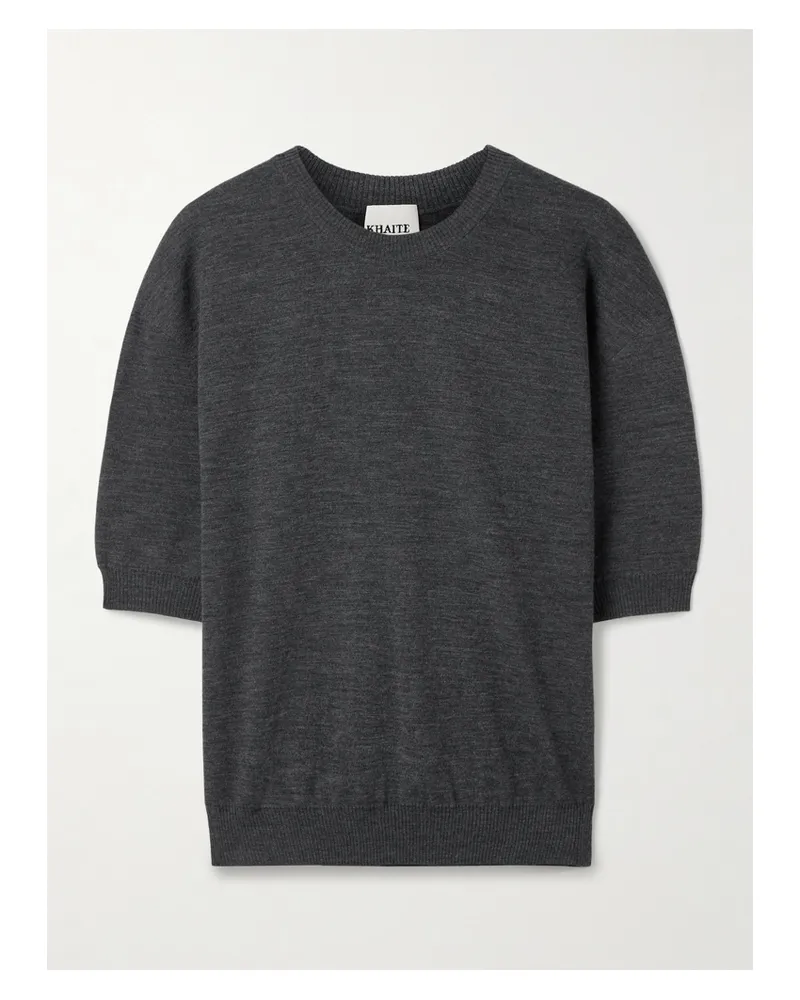 KHAITE Faye Kurzärmeliger Pullover Aus Wolle - Grau Grau