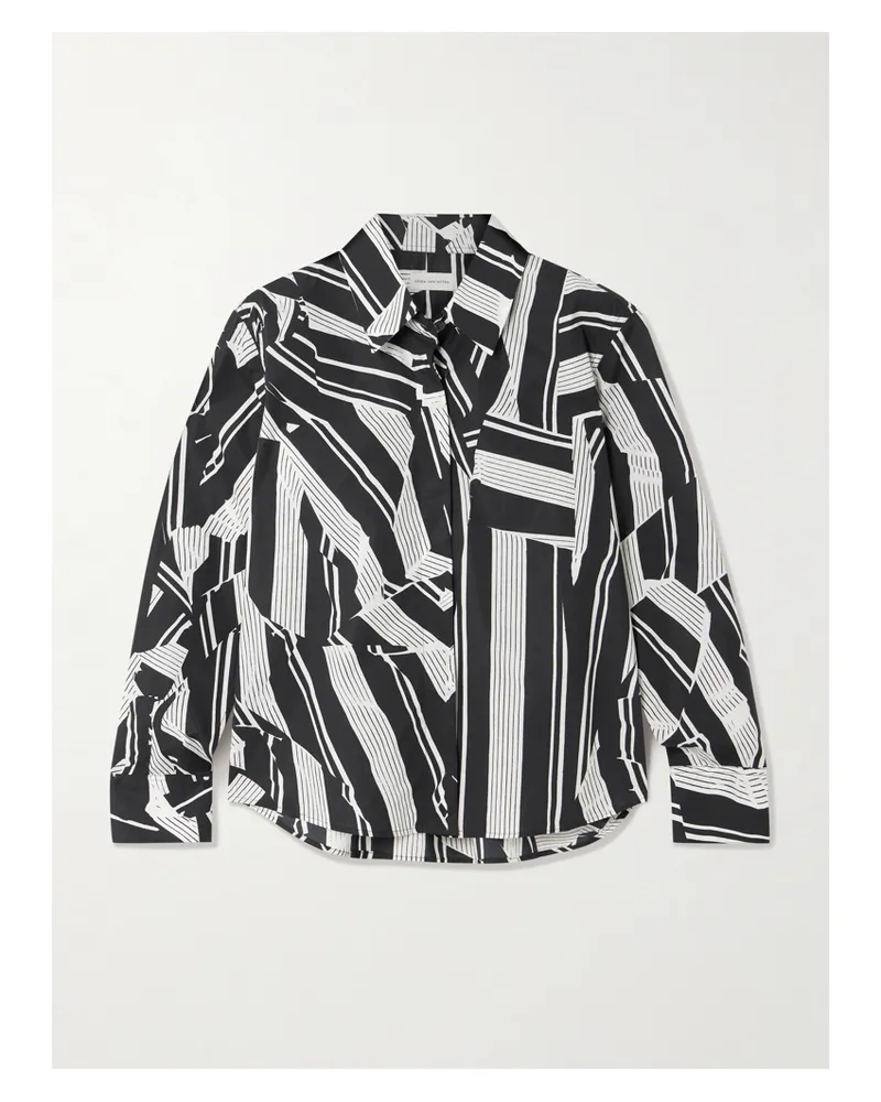 Dries van Noten Hemd Aus Bedruckter Baumwollpopeline - Schwarz Schwarz