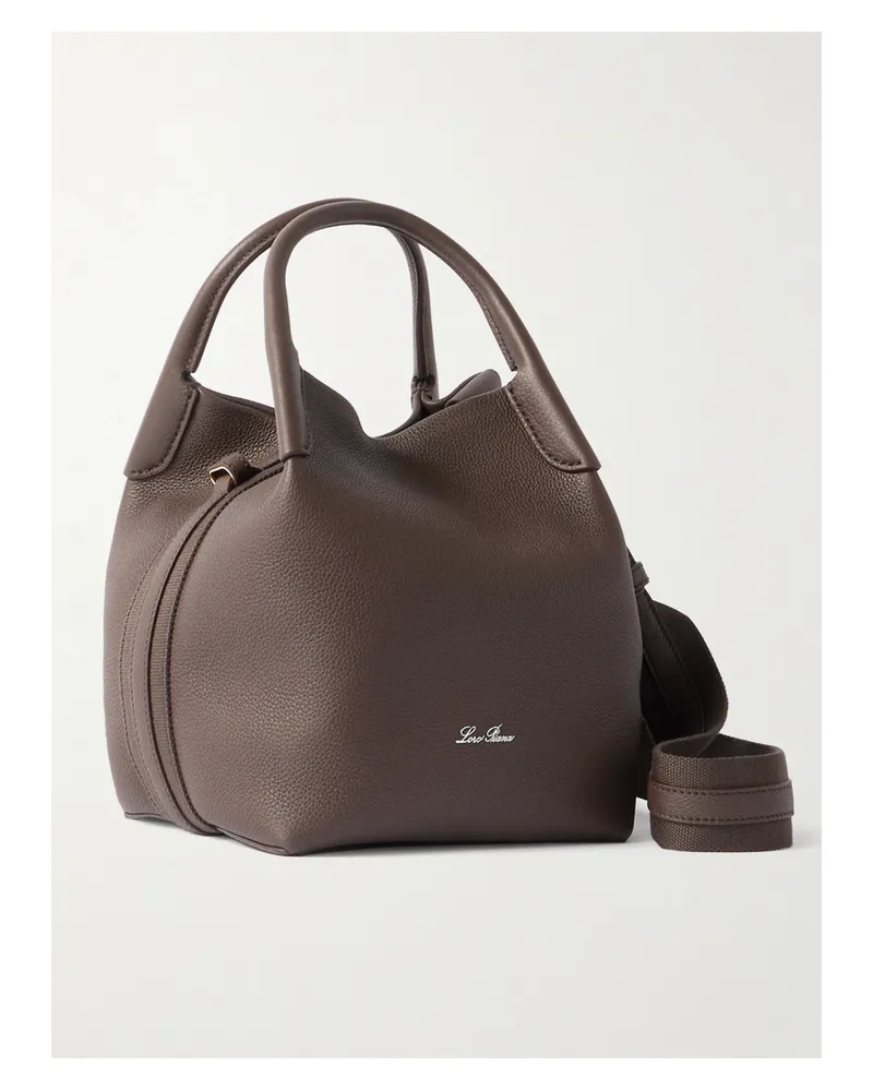 Loro Piana Bale Small Canvas-trimmed Textured-leather Tote - Brown Brown