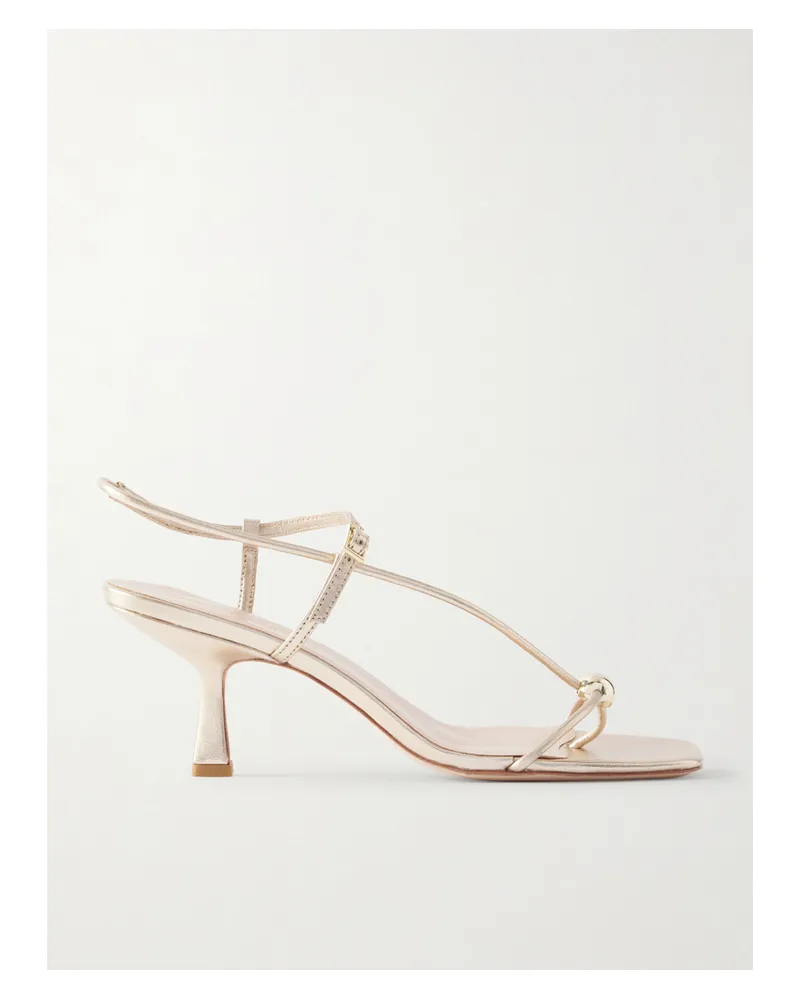 Loeffler Randall Triana Embellished Metallic Leather Sandals - Neutrals Neutrals