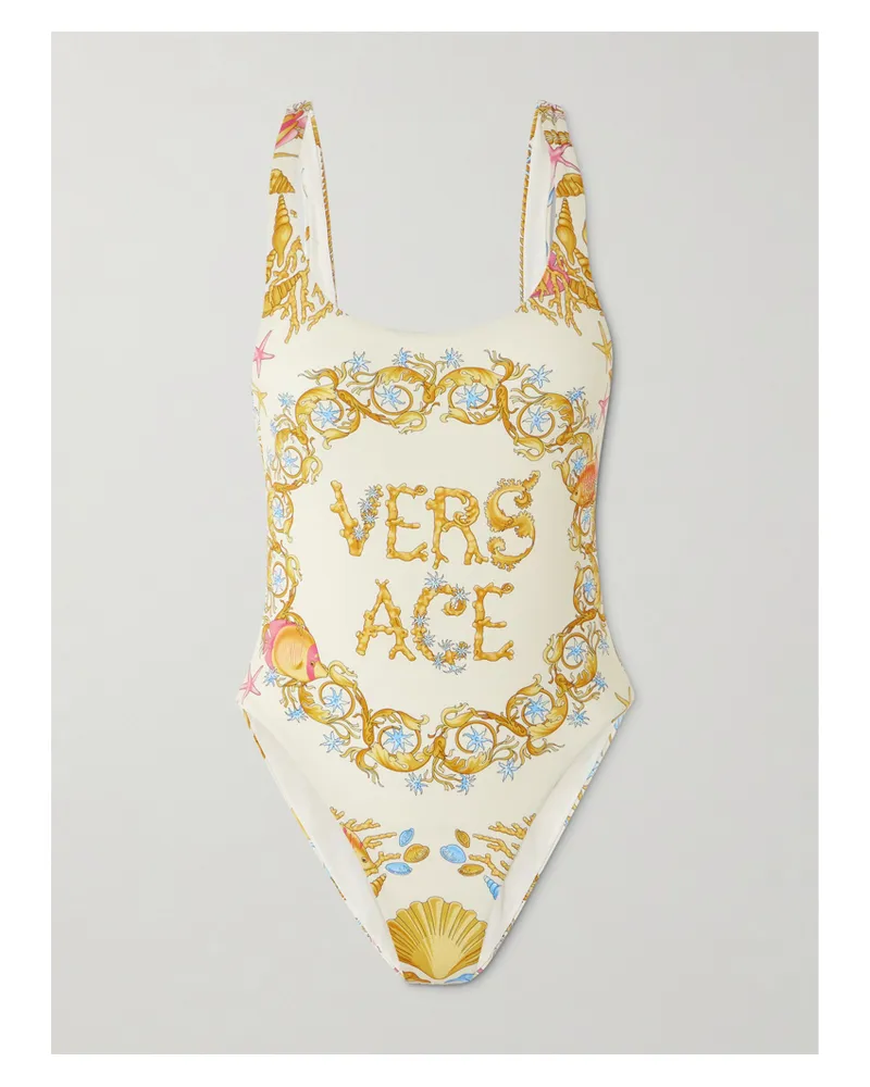 Versace Badeanzug Mit Print Und Rückenausschnitt - Gelb Gelb