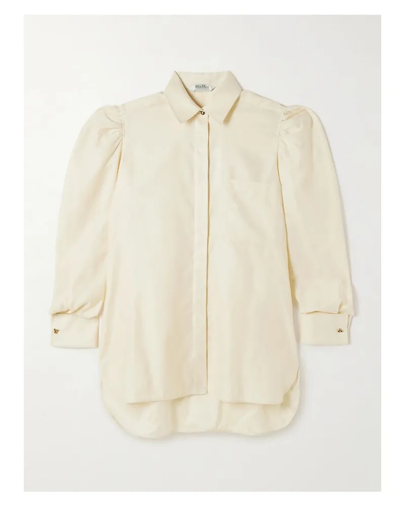 Max Mara Faraday Hemd Aus Baumwolle Mit Raffungen - Elfenbein Elfenbein