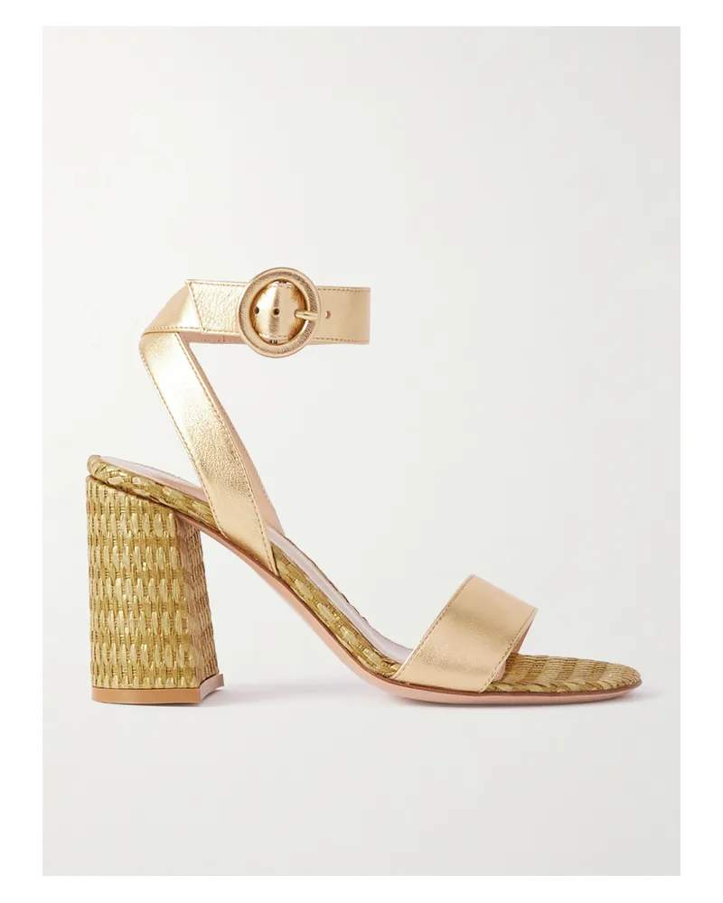 Gianvito Rossi Oleg 85 Sandalen Aus Raffiabast Und Leder - Gold Gold