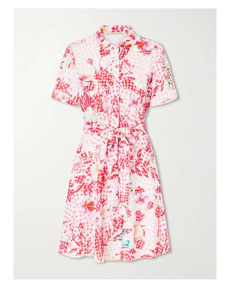 Mary Katrantzou Chima Floral-print Tie-detailed Woven Midi Dress - Pink Pink
