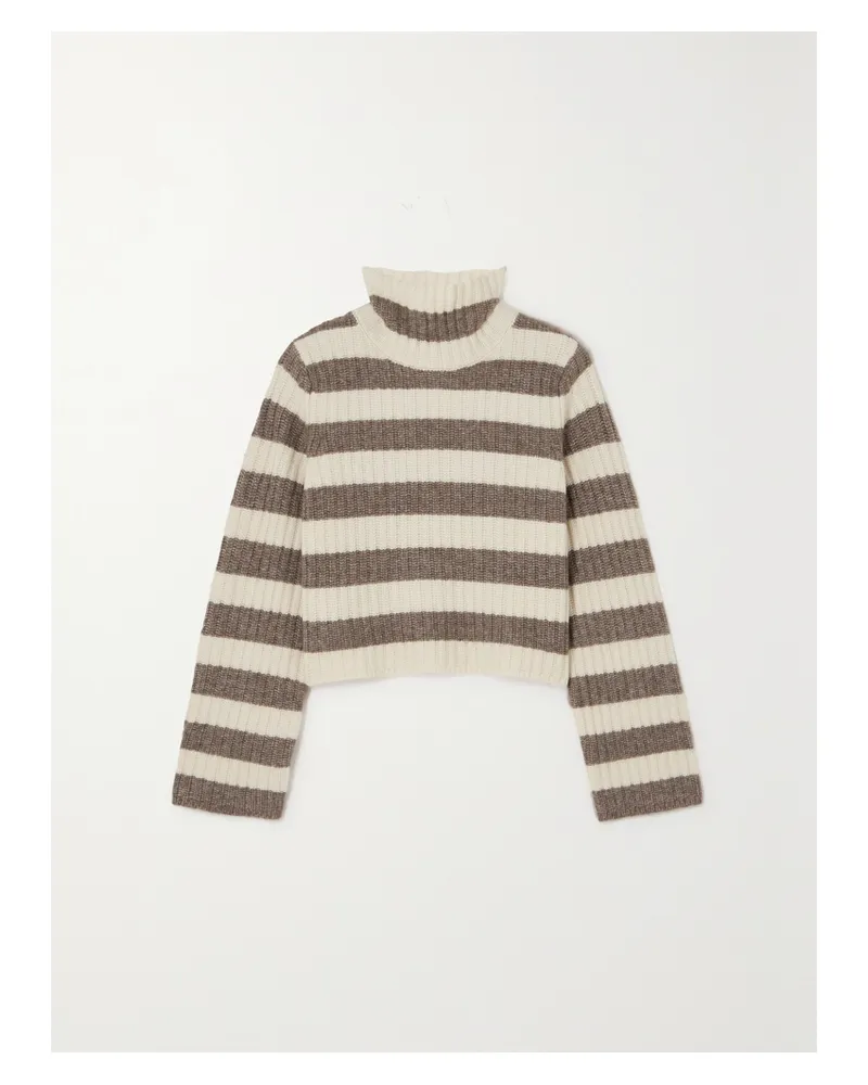 Theory Stehkragenpullover Aus Einer Gerippten Wollmischung Mit Streifen - Mehrfarbig Mehrfarbig
