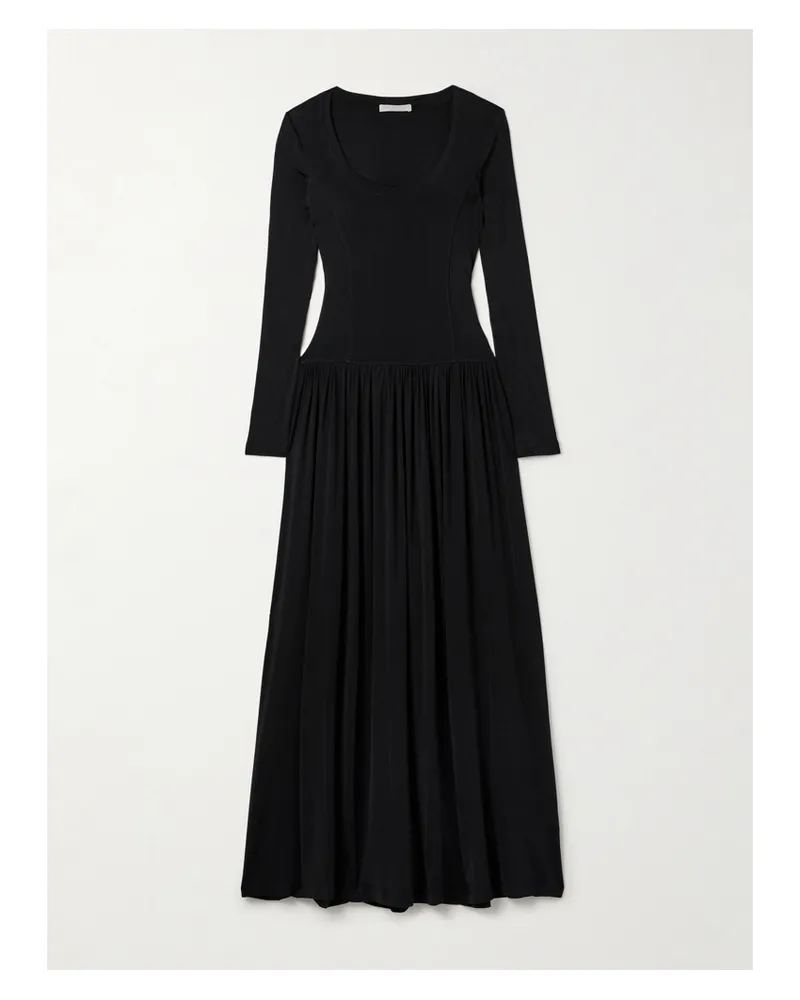 Ulla Johnson Amal Maxikleid Aus Stretch-jersey Mit Raffungen - Schwarz Schwarz